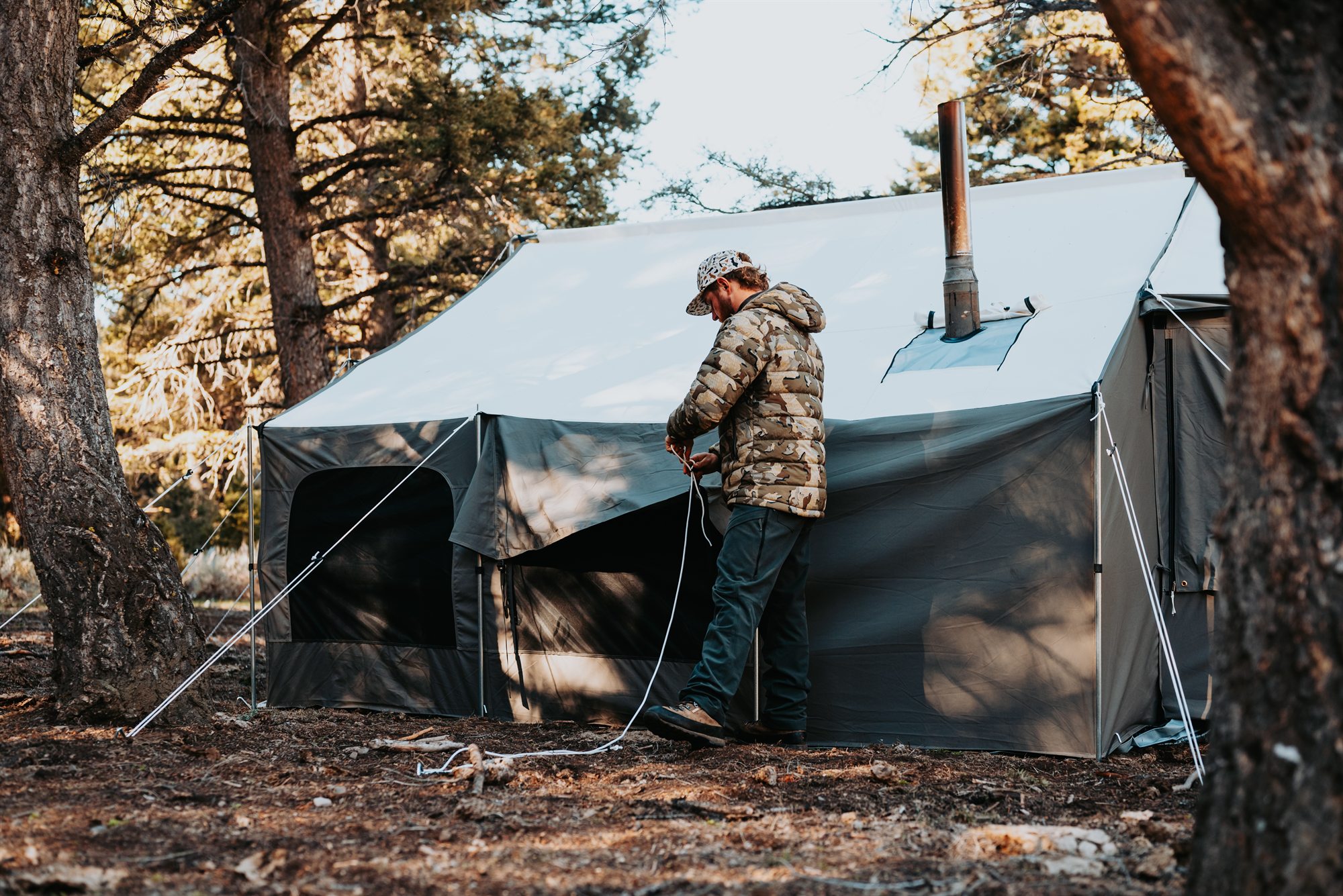 Photographer working with outdoor products in the field