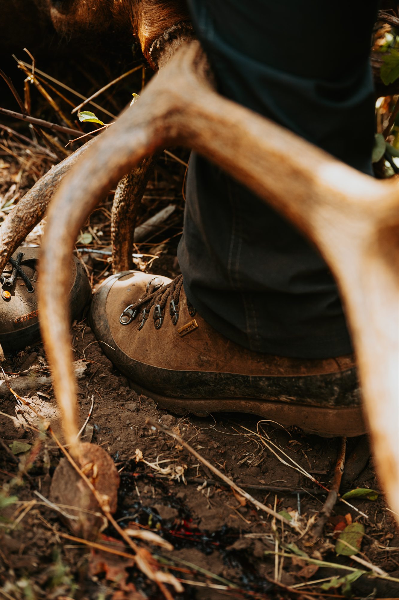 Boot and equipment detail from a hunting set