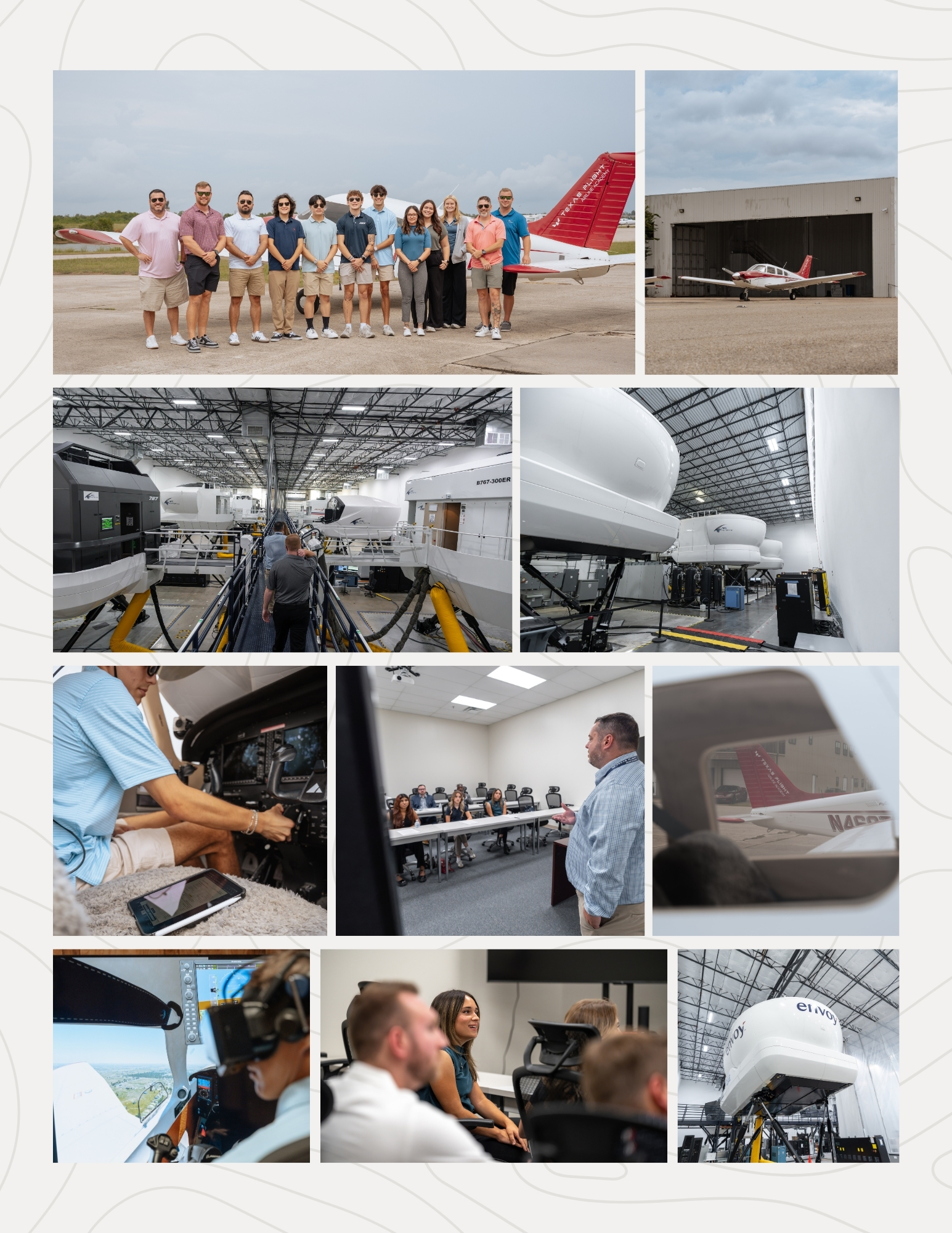 Texas Flight Airline Academy team, aircraft, simulator facilities, and classroom training, page two